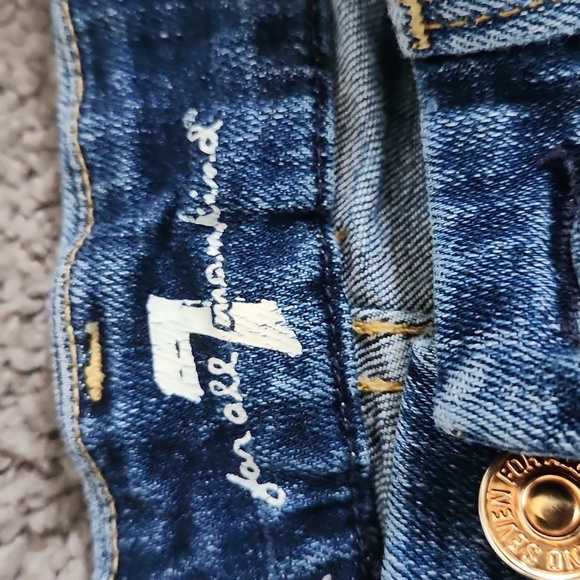 7 For All Man Kind  Blue Distressed Jeans - Picture 5 of 8